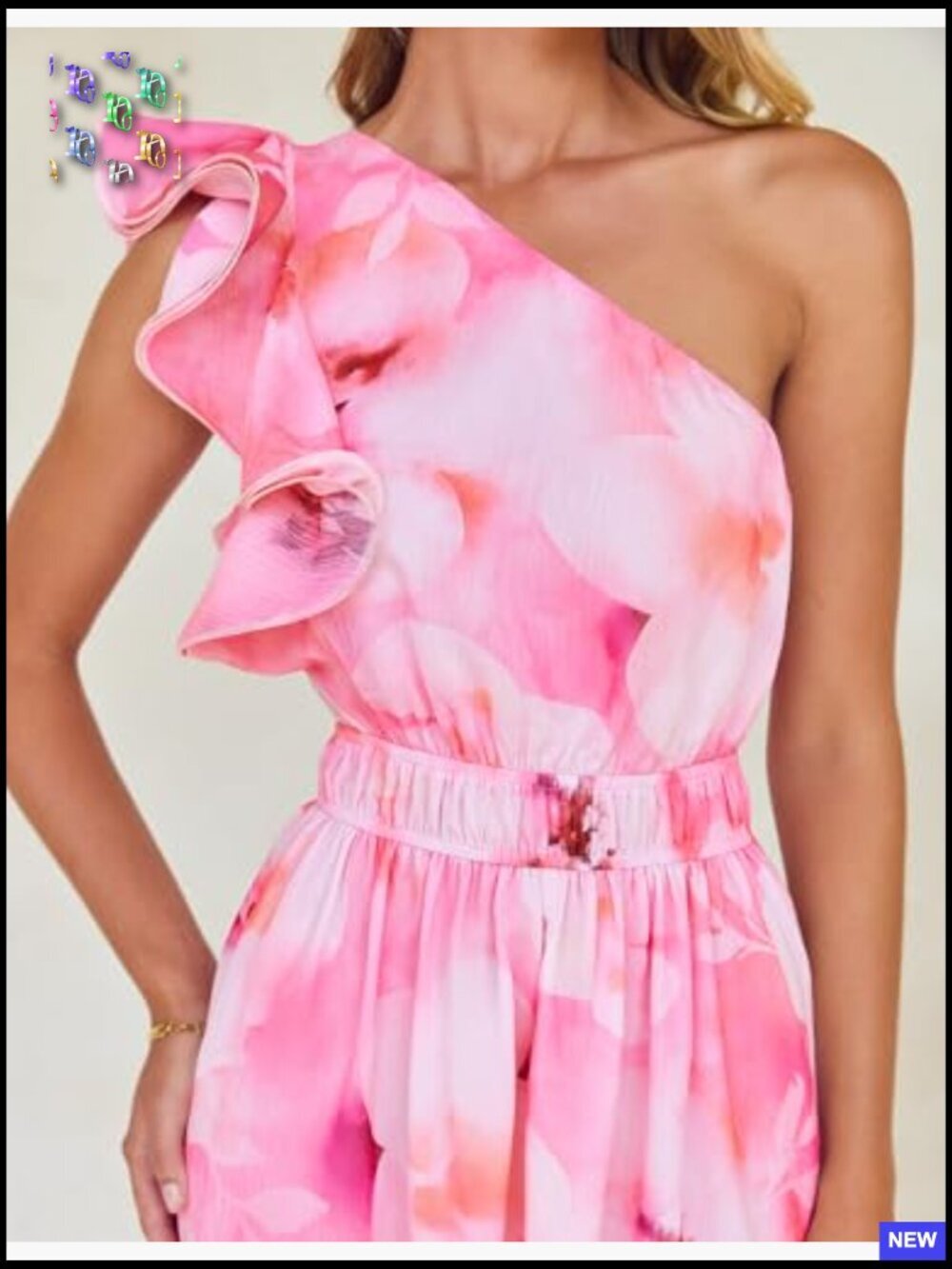 Floral Maxi Dress Boho Chic One Shoulder Ruffle Sleeveless Wedding Guest - Picture 6 of 7